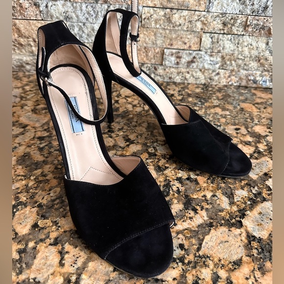 Prada Sued Ankle Strap Pump Sandals - Picture 7 of 11